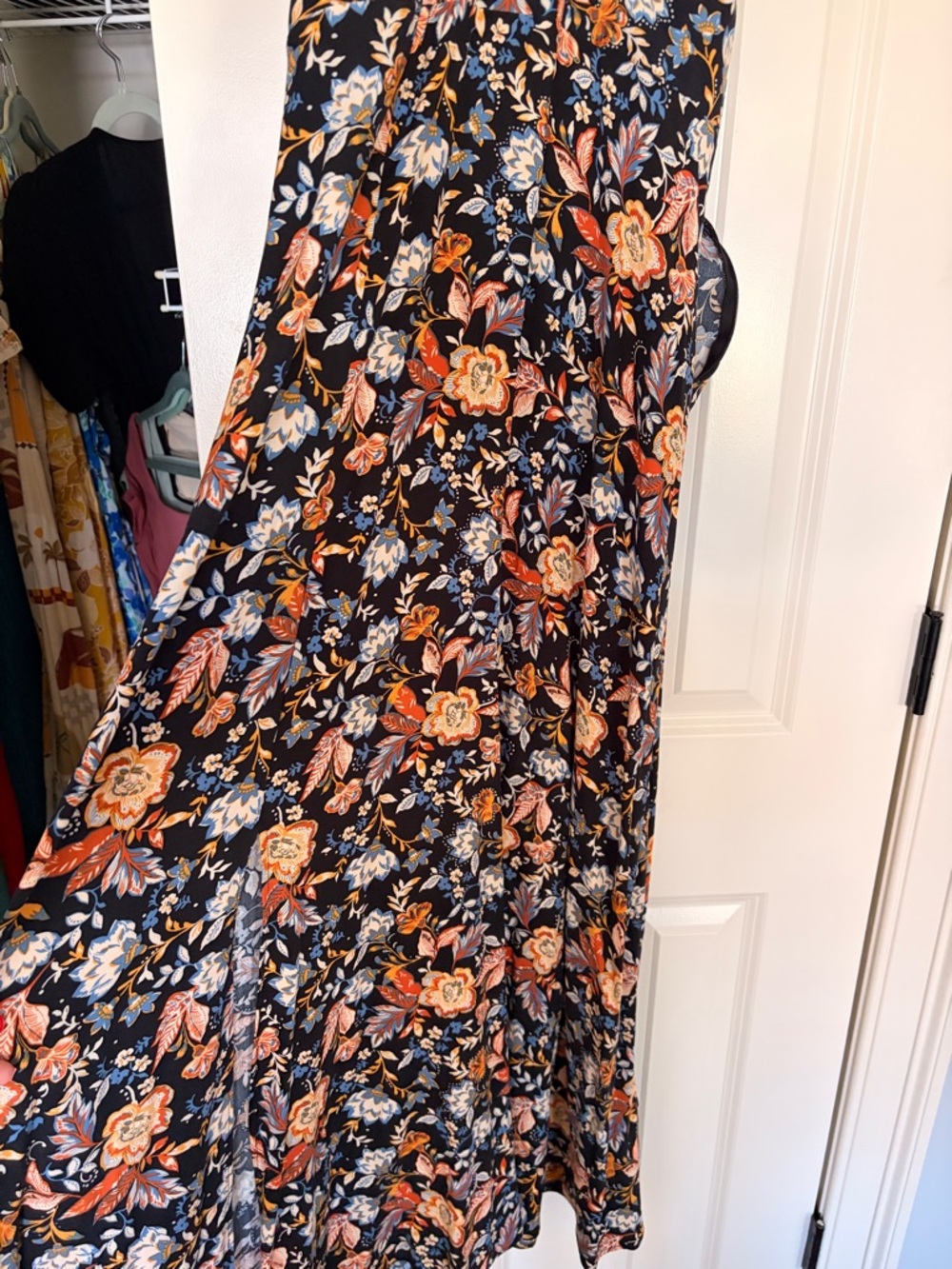 Express Floral Print Blouse in Black, Blue, Orange and Cream - Picture 5 of 5